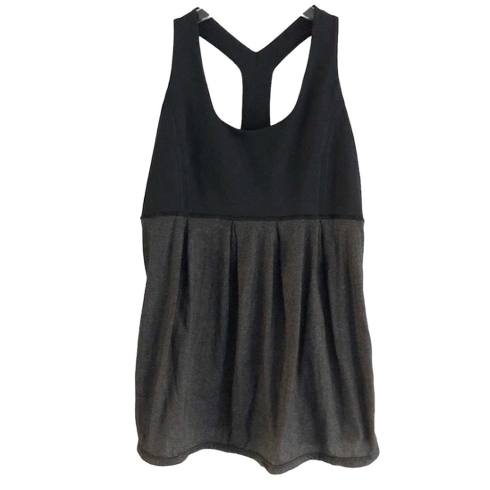 Lululemon Tank With Pleated Detail Black Gray Size 12